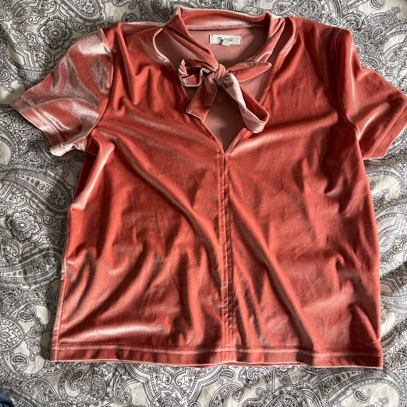 MADEWELL velvet tie neck collar top - Picture 4 of 4